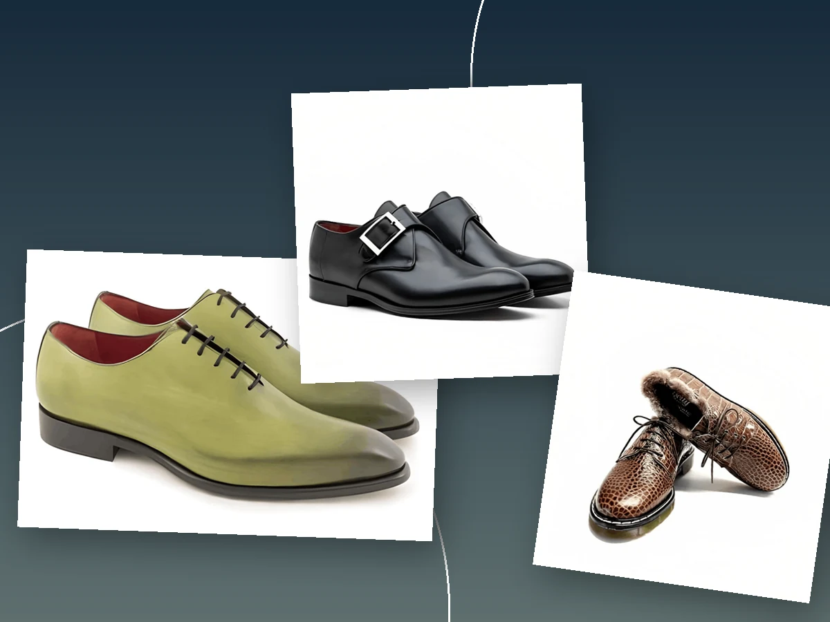 Selection of premium Italian men’s shoes including Oxfords, loafers and brogues