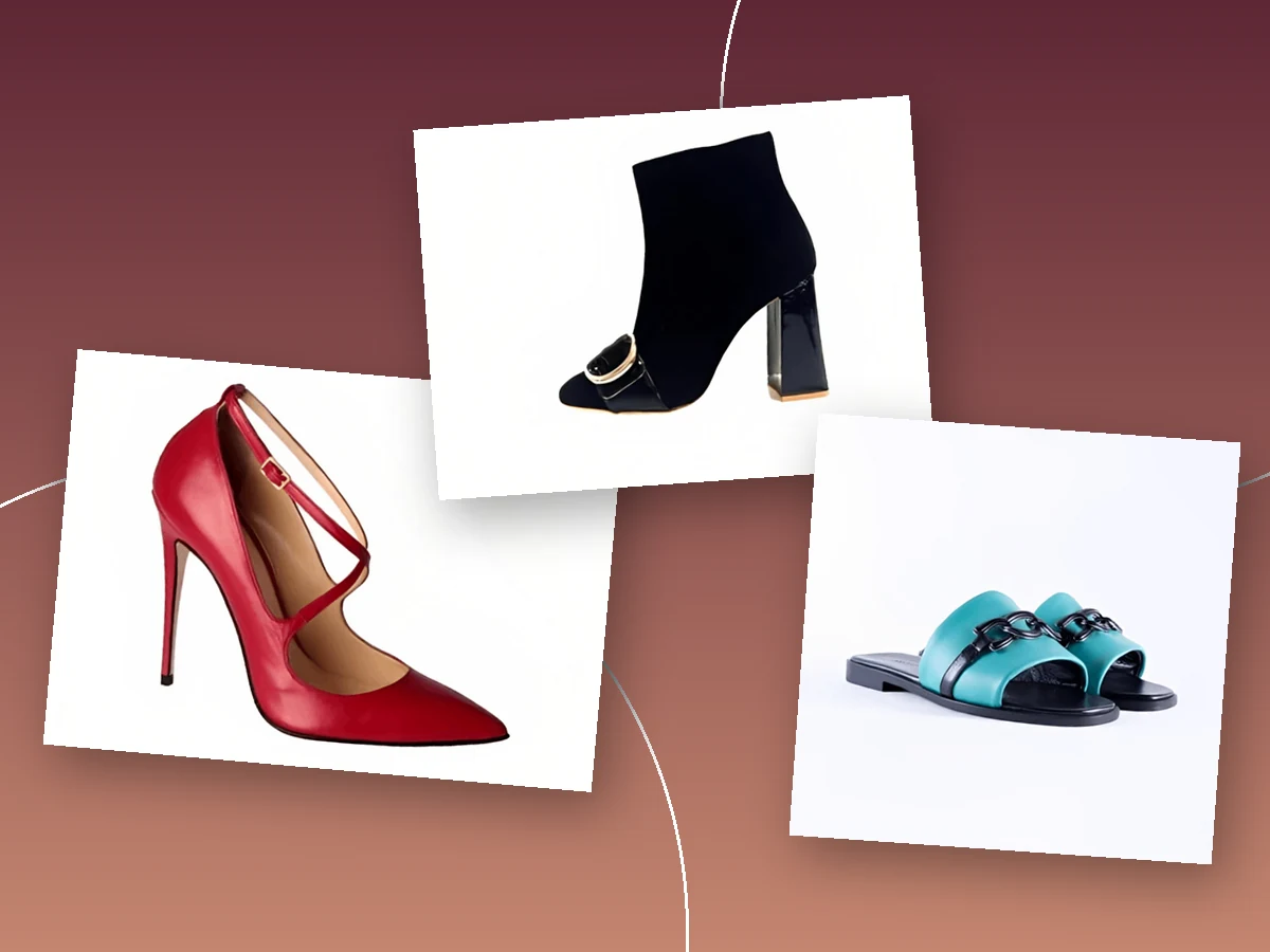 Selection of premium Italian women’s shoes including pumps, ankle boots and sandals